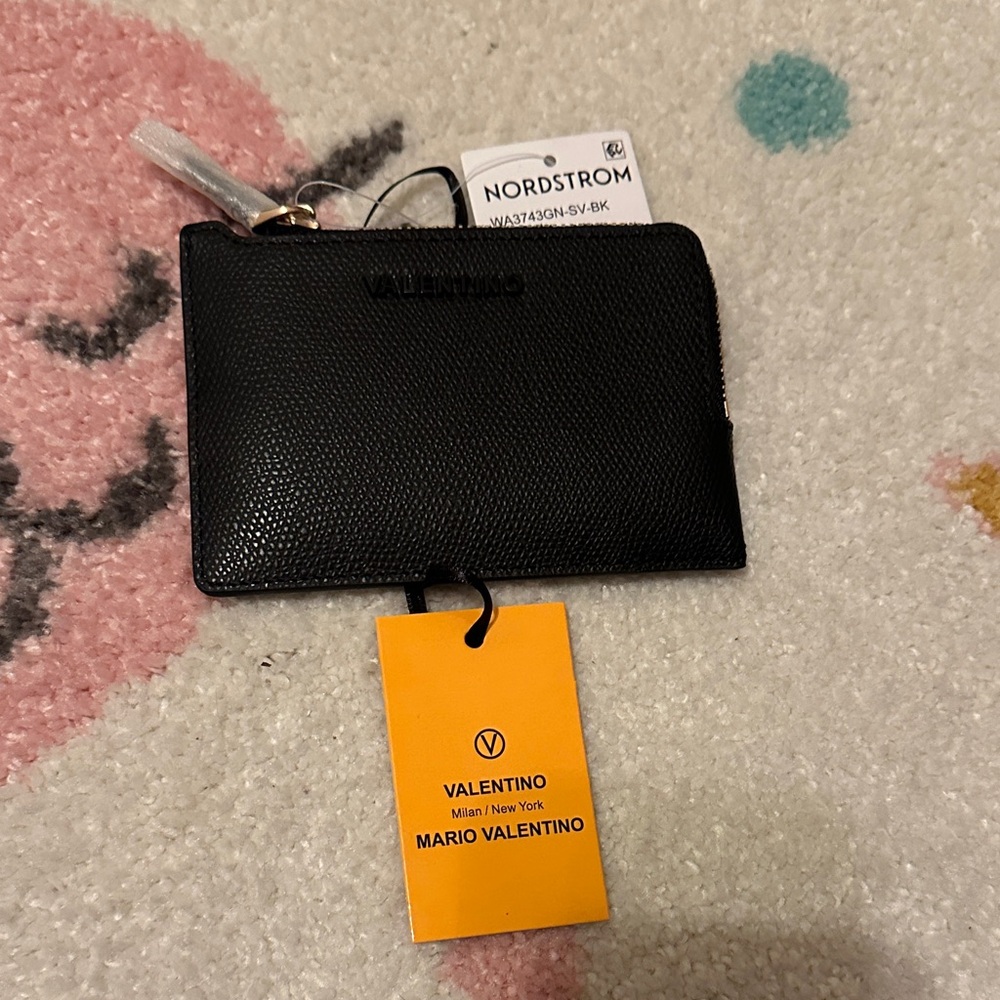 Valentino Textured Black Card Wallet
